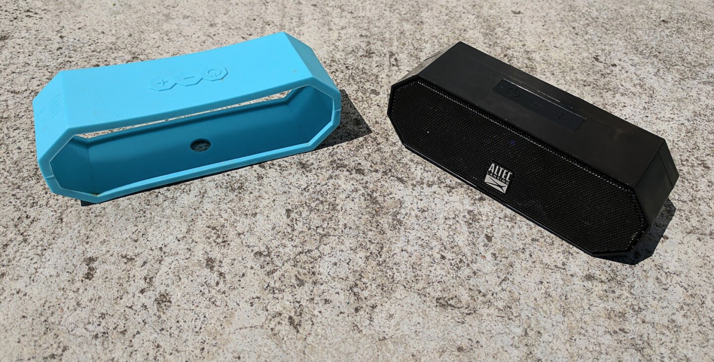 Altec Lansing Jacket H2O: taking the "jacket" off reveals a beefy, chunky plastic shell