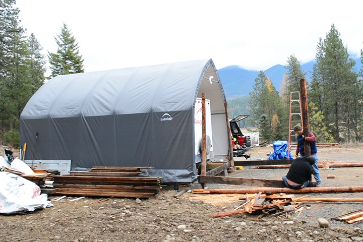 With winter on its way, the couple wanted to make life more comfortable, so next protected and extended their living space with a small cabin