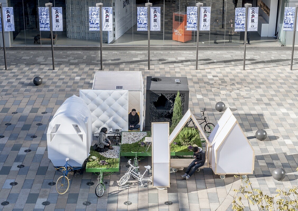 PIDO imagines several Tricycle Houses coming together to form a mobile community