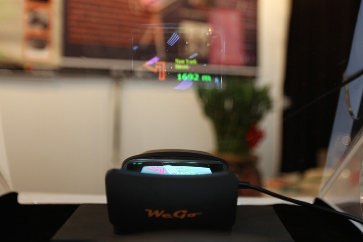 The WeGo integrates GPS satellite navigation and a HUD in an all-in-one design