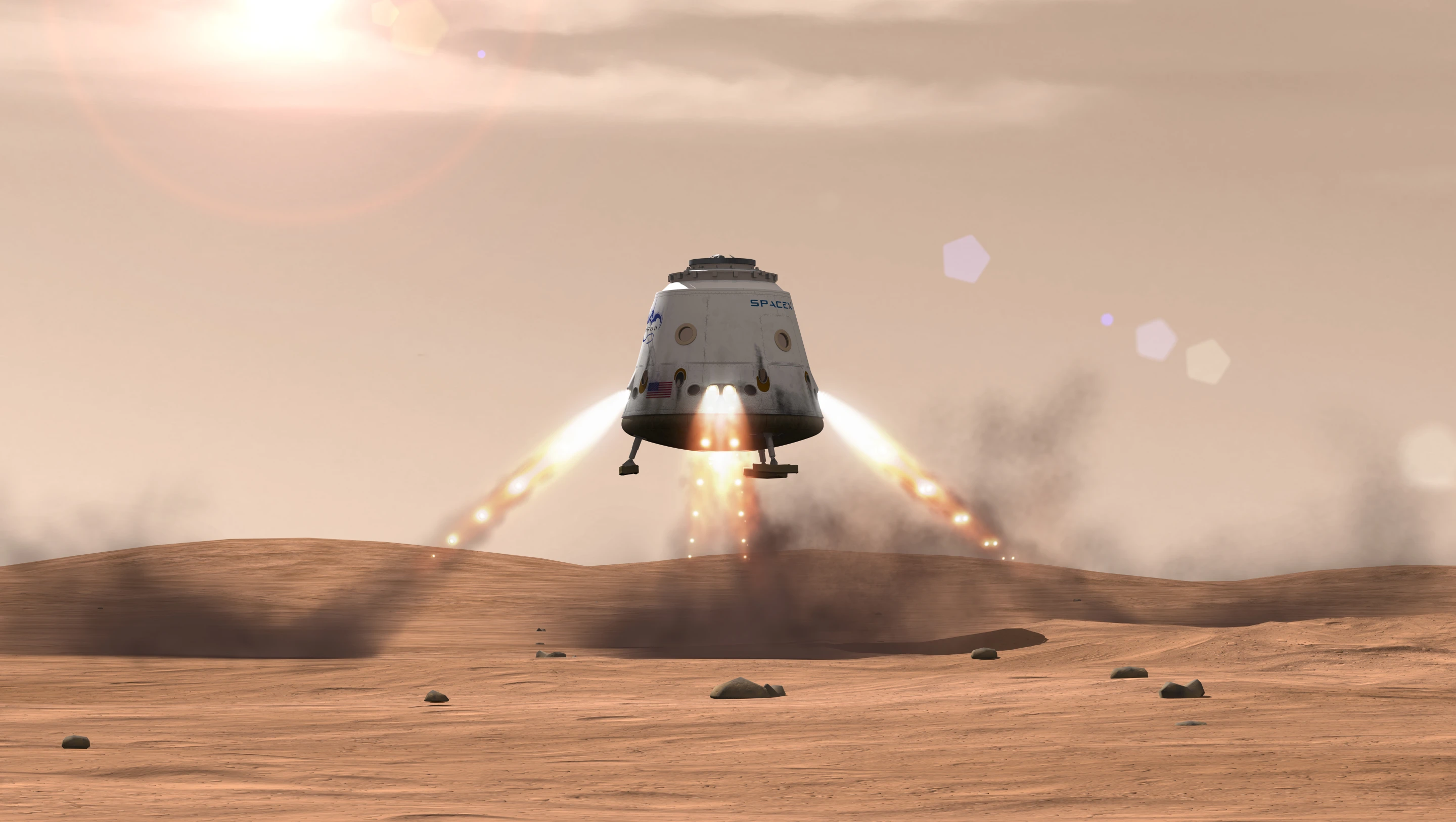 Artist's concept of SpaceX Mars landing (Image: SpaceX)