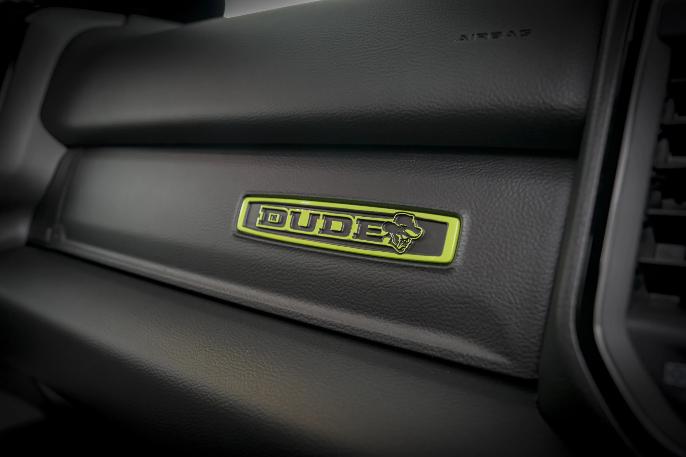 The Dude Ram Concept's glove box logo