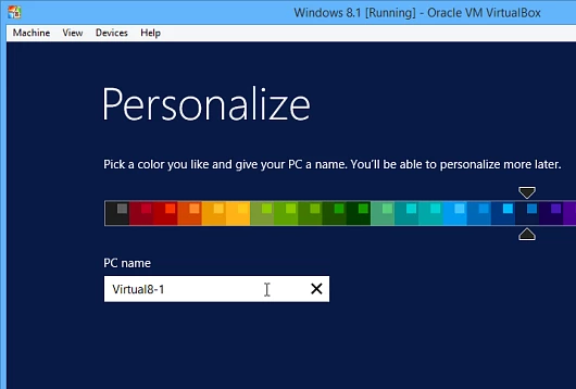 choose a background color and give the virtual machine a name