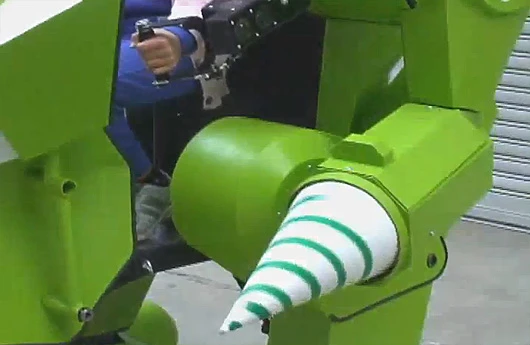 A rotating "drill" attachment does serious damage to giant monsters