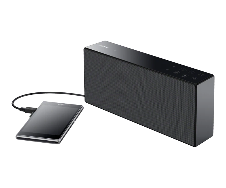 The SRS-X7 has a built-in Li-ion battery that's reported good for up to 6 hours of playback between charges