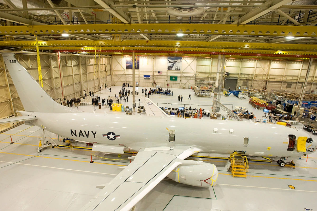 The P-8A program's fourth flight-test aircraft, T4, is the first to enter the new production facility (Image: Boeing photo)