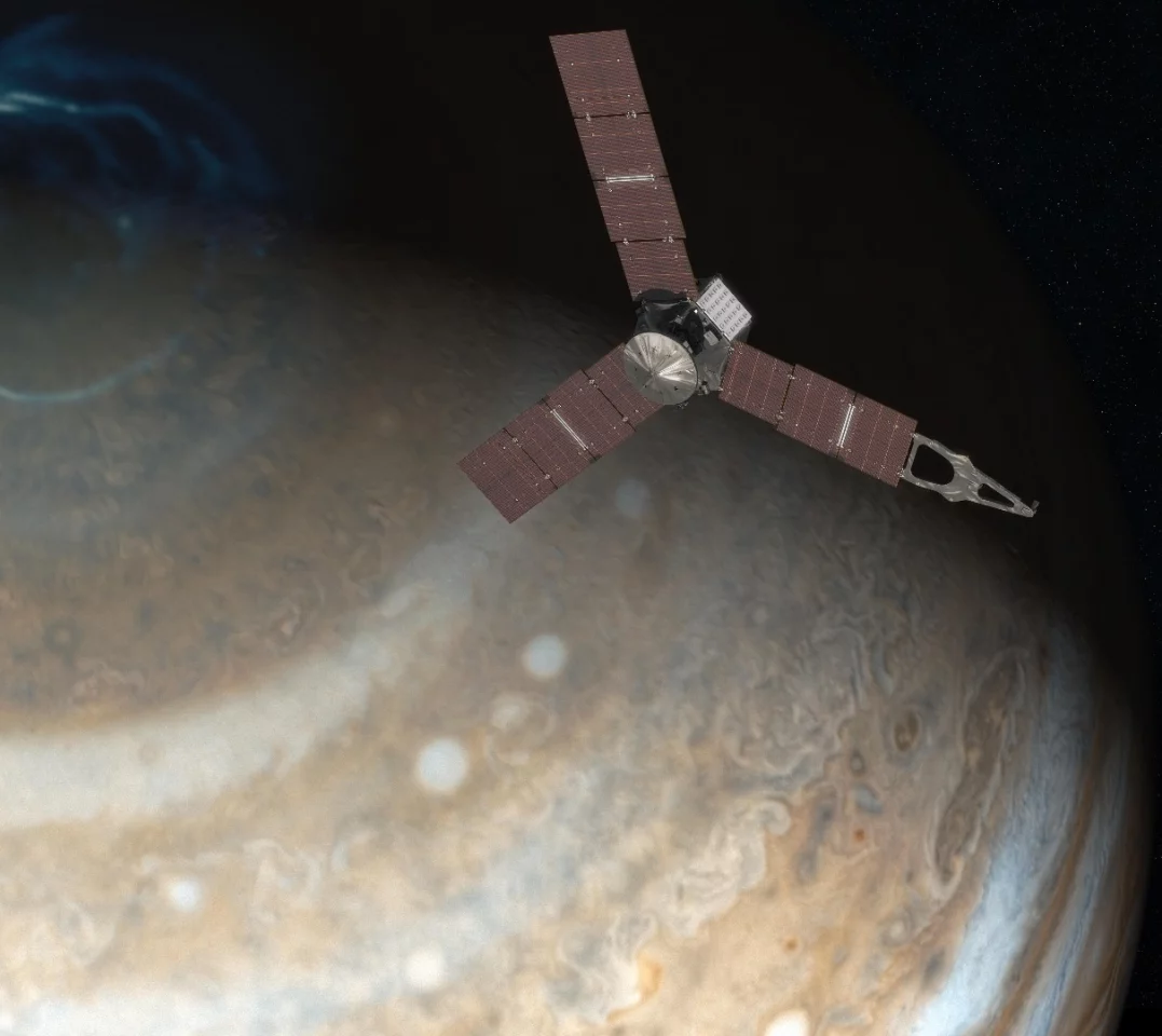 Artist's impression of Juno over the Jovian pole
