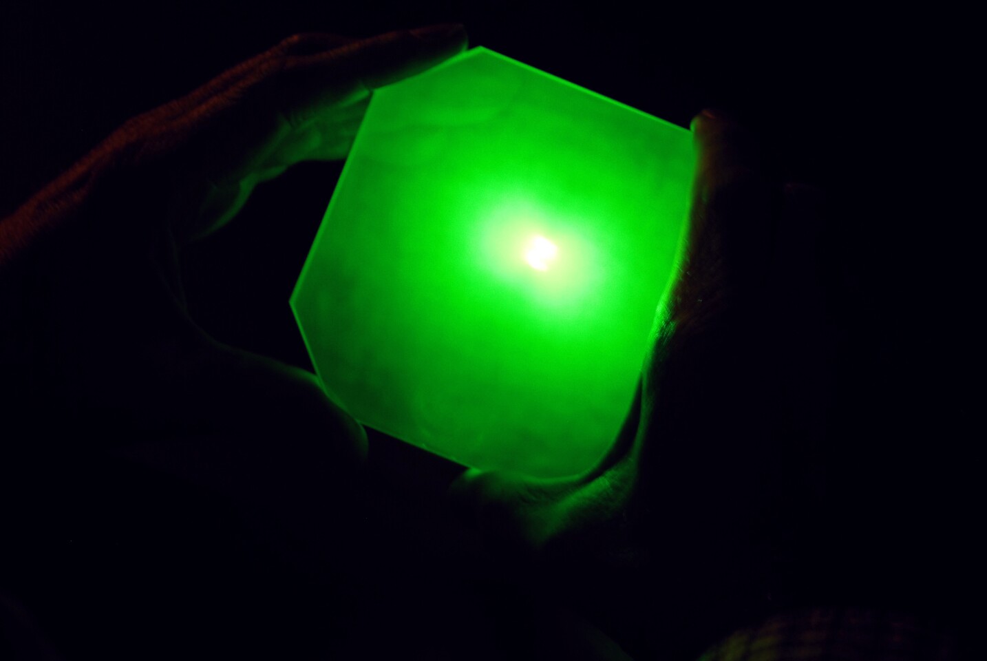 One of the laser testing glass boards