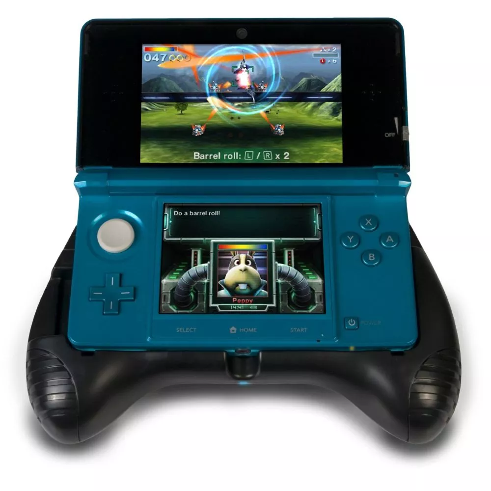 Encased in a gamepad-shaped silicone housing, the Nintendo 3DS Deluxe Power Grip doubles the 3DS' battery life