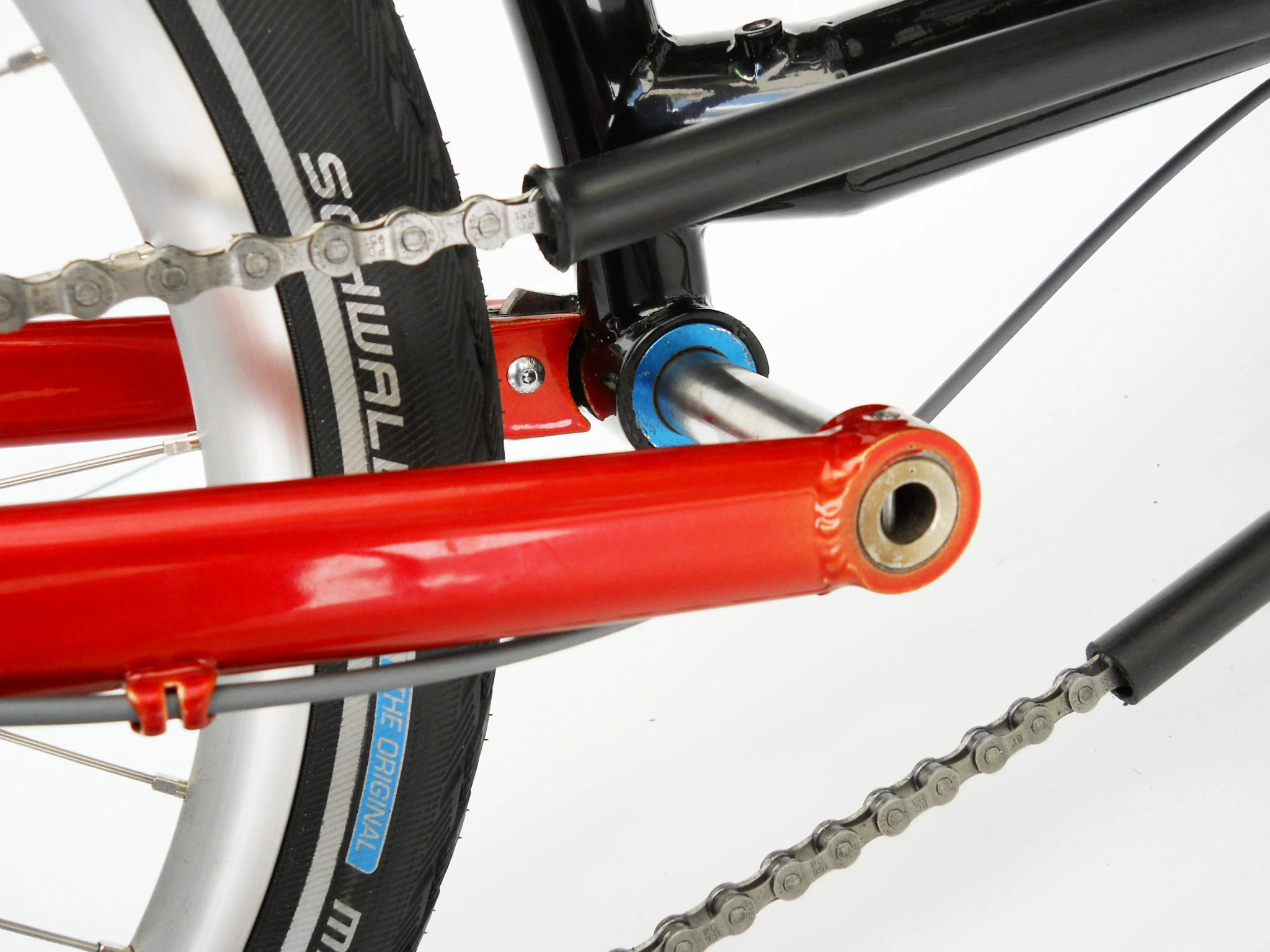 Part of the Evolve trike's folding system