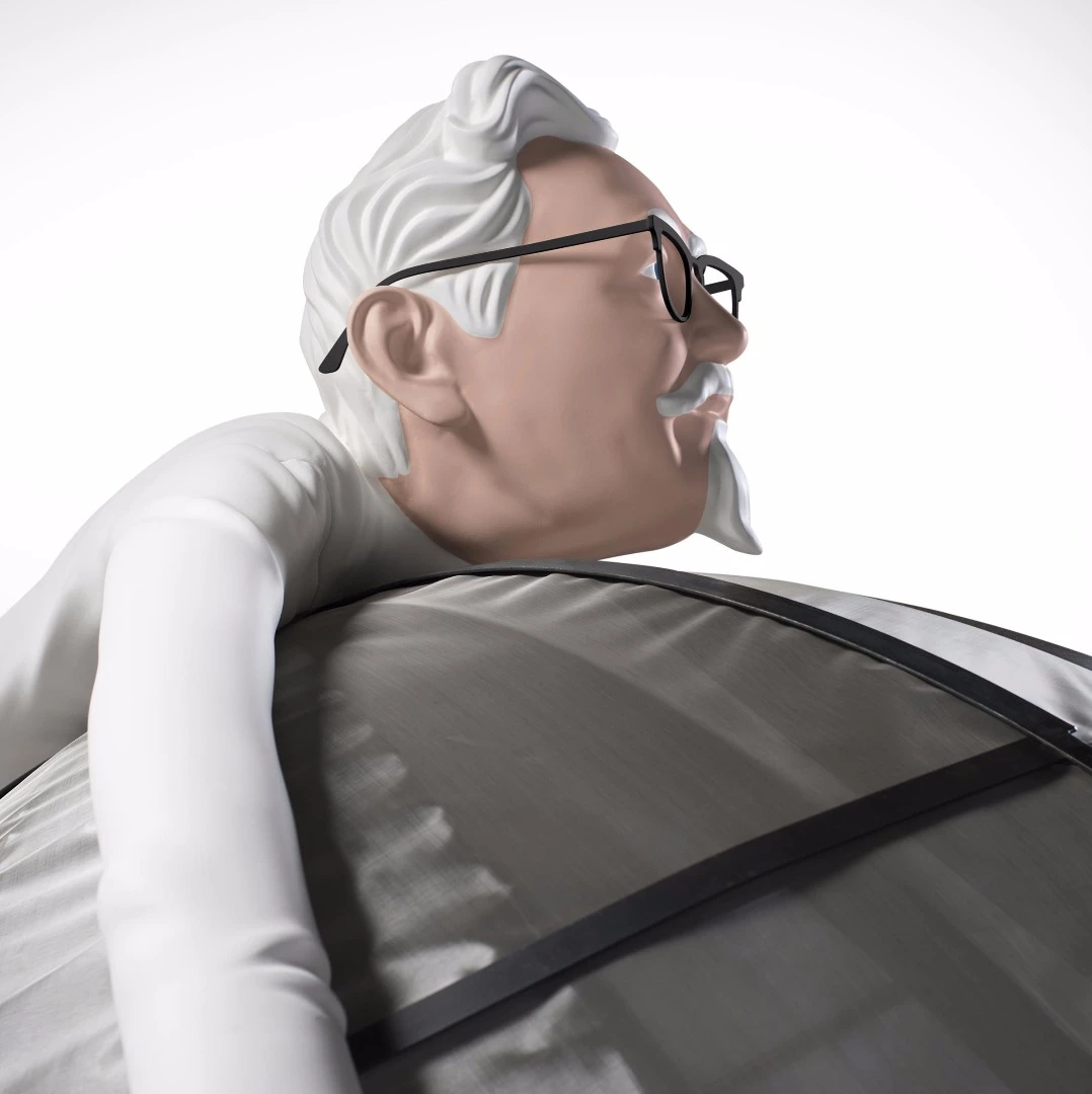 The dome is topped by a Colonel Sanders made from 8 pound high-density architectural foam and enamel paint
