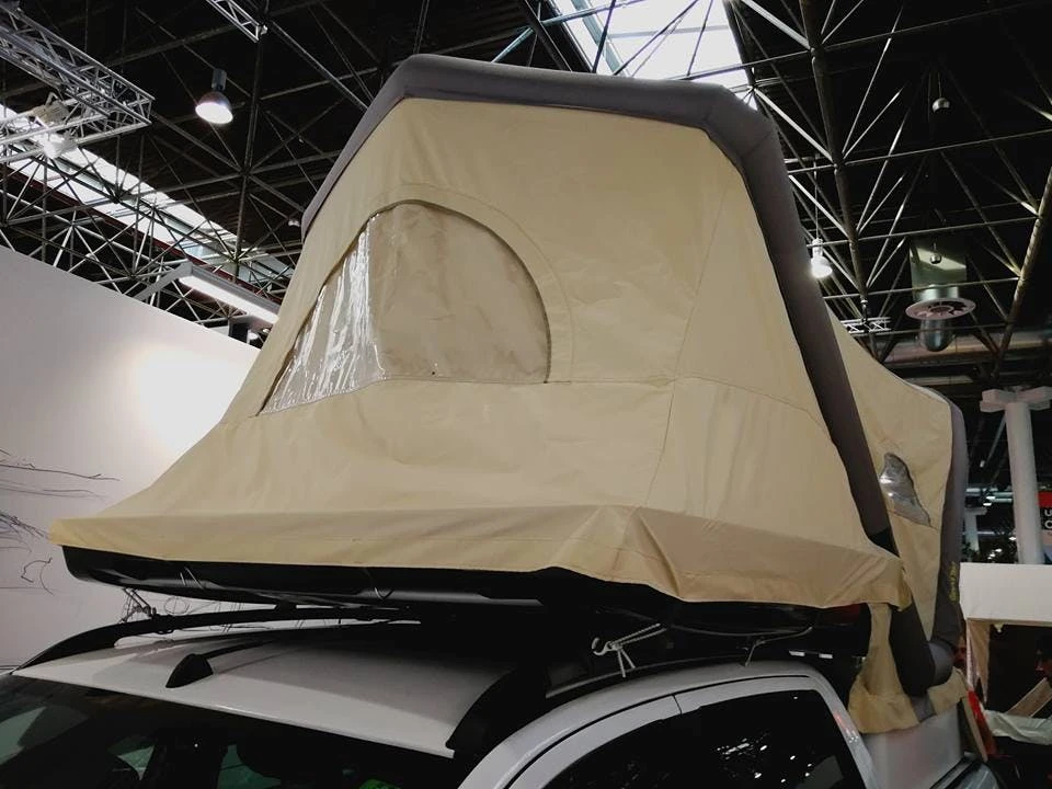 Gentletent's pickup truck model extends out to the bed to create a living area