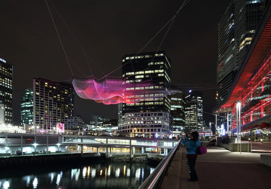Artist Janet Echelman has created a huge net sculpture that is being exhibited in Vancouver