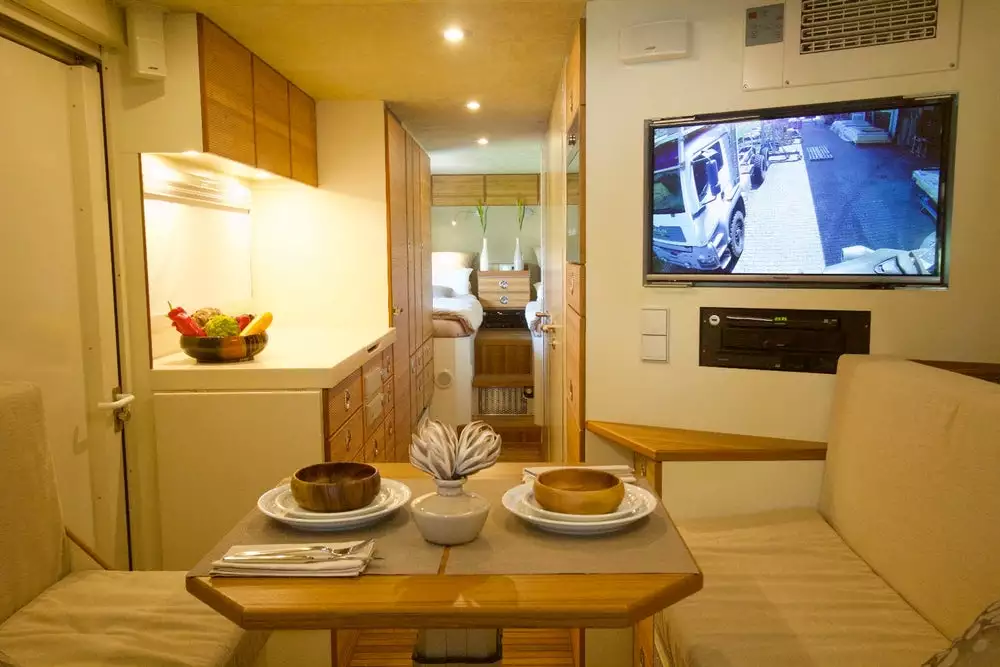 The Unicat's interior isn't quite as ornately furnished as the EarthRoamer XV-HD's, but it is certainly functional and full of amenities