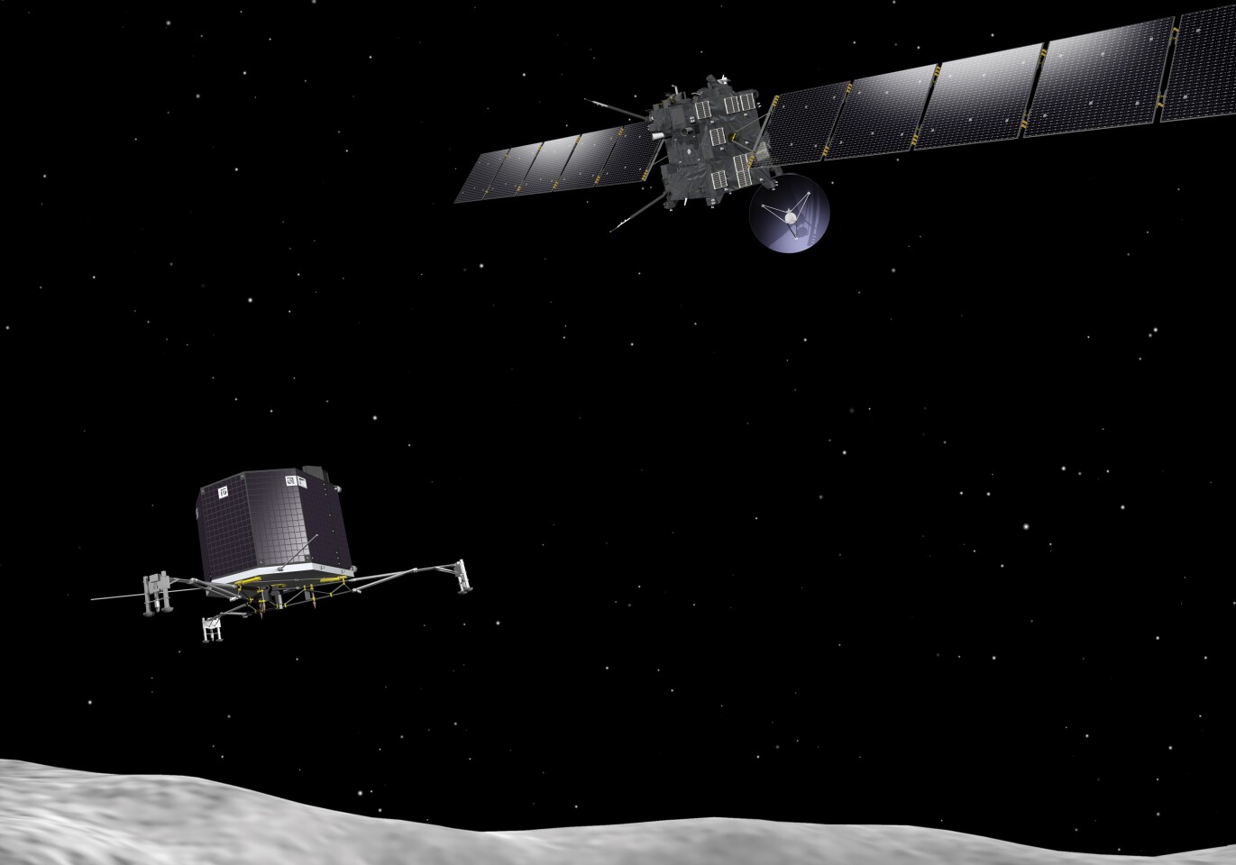 Artist's impression of the Rosetta probe and the Philae lander (Image: ESA)