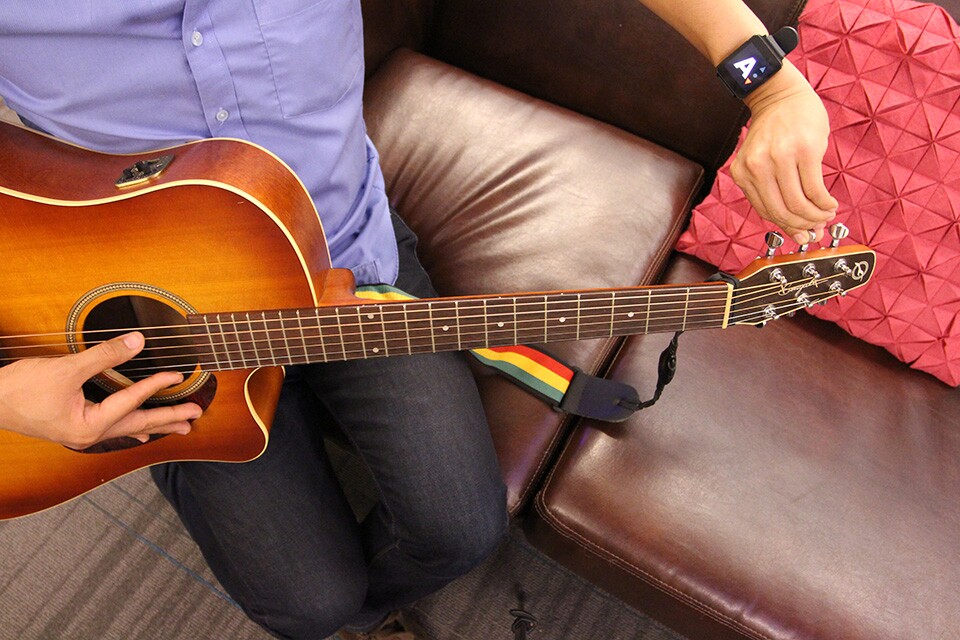 ViBand can be used to tune an acoustic guitar