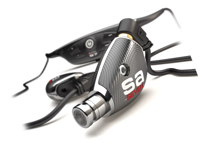 Sleek Audio's SA7 in-ear headphones are built from aluminum, carbon fiber and titanium
