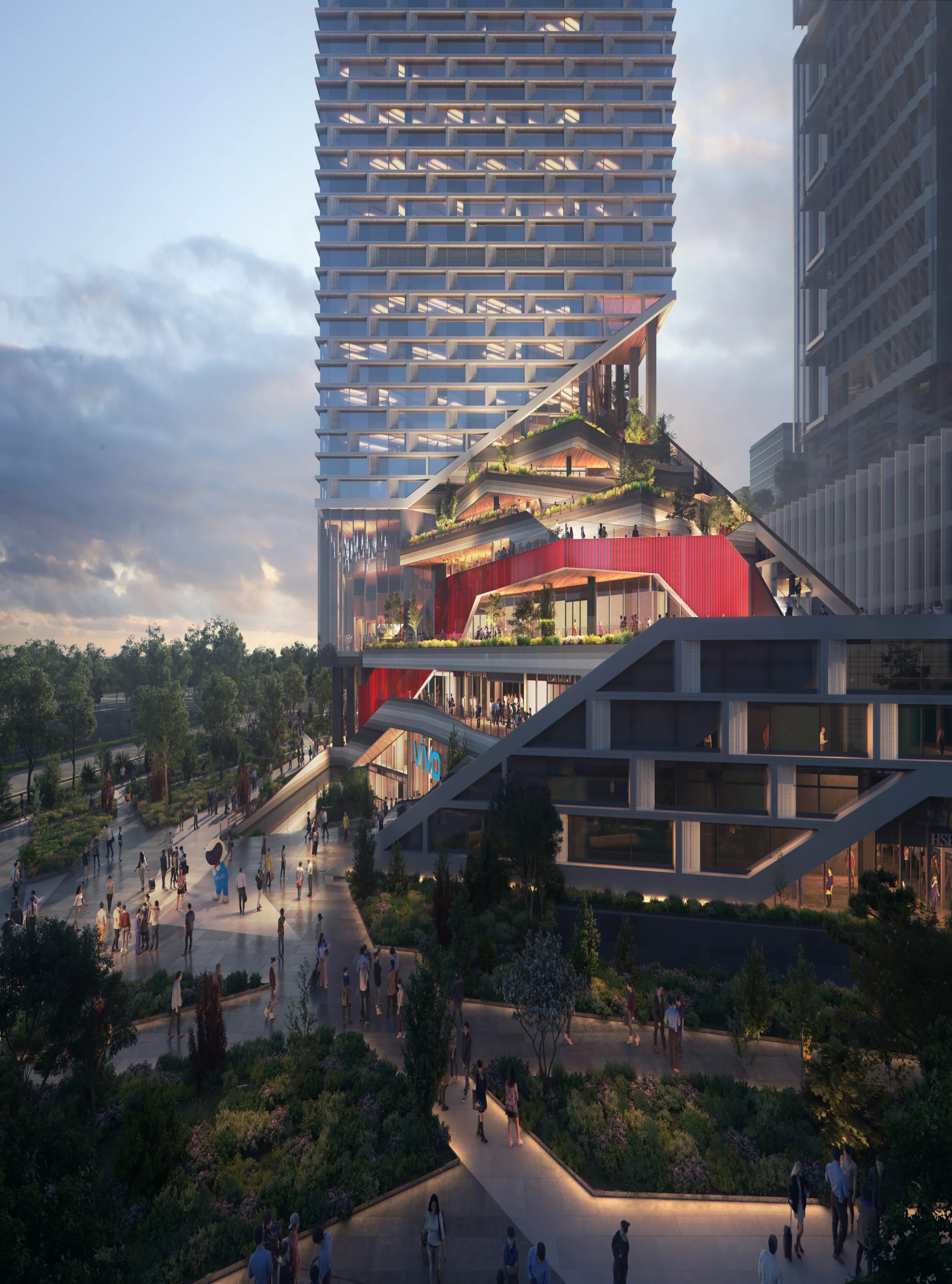 The Vivo headquarters' exterior will feature different types of greenery
