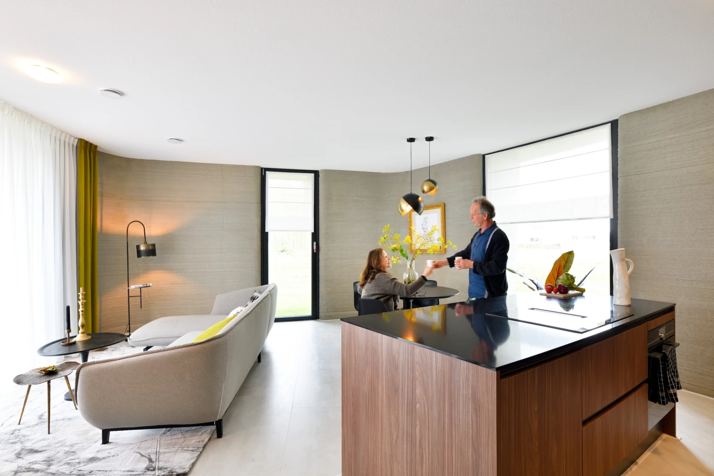 Much of the 3D-printed home's available floorspace is taken up by the main living area