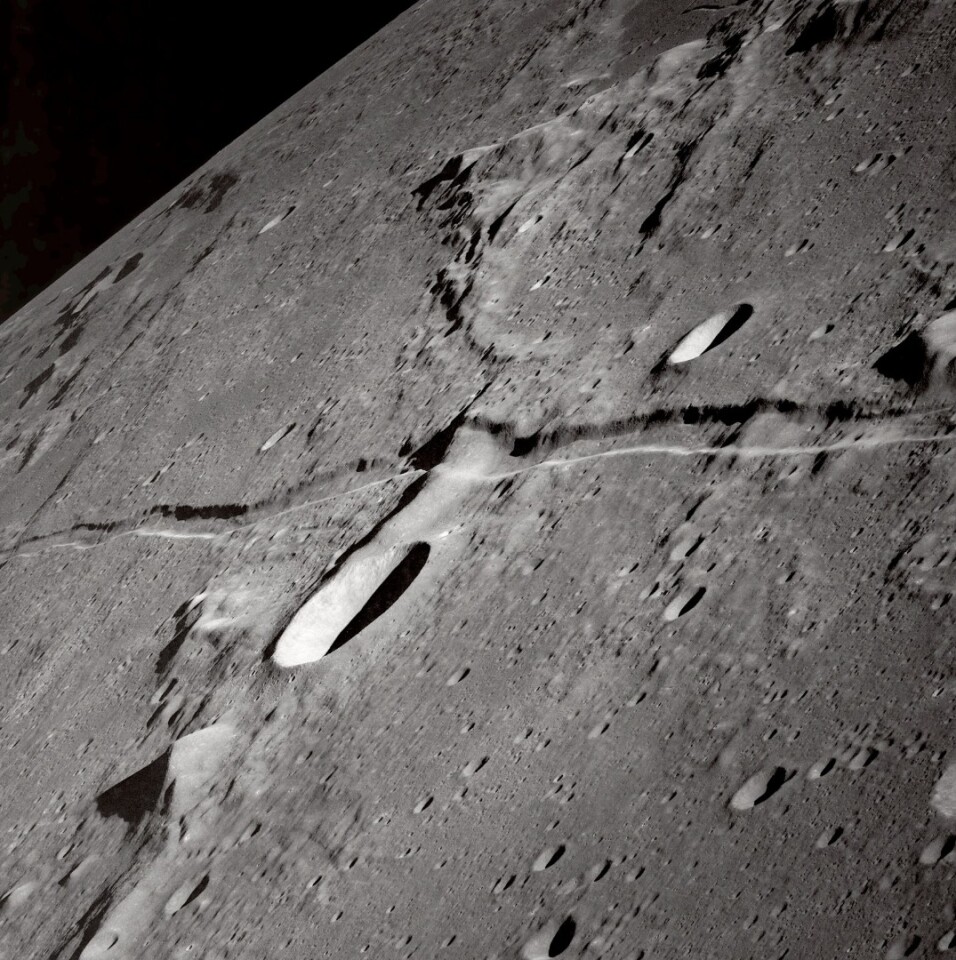 A lunar rille as seen from Apollo 10