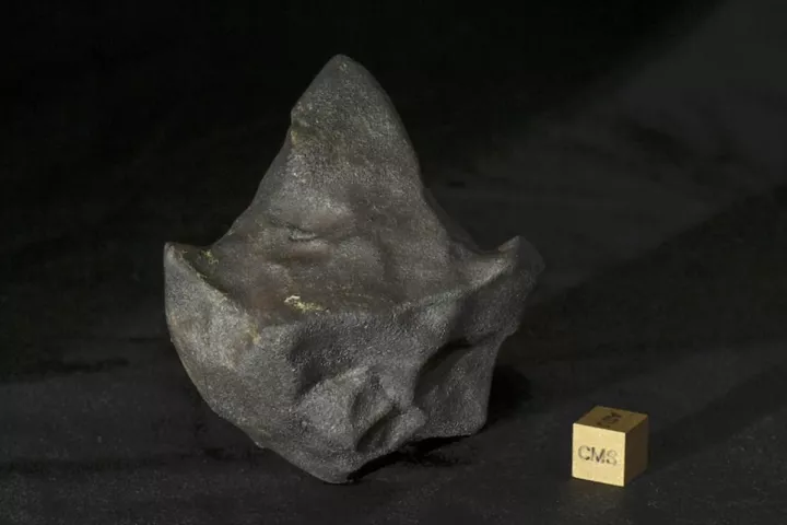This 146-gram (5.15-ounce) stone is on loan to the Buseck Center for Meteorite Studies from Michael Farmer