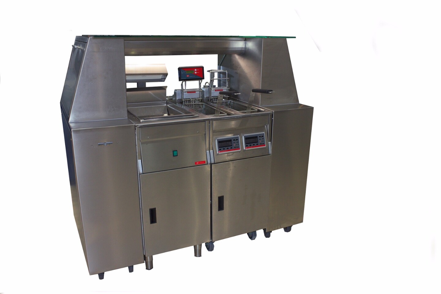 A prototype of Blümchen’s new all-in-one frying station that eliminates odors without the need for a bulky venting system, thanks to the cold plasma filters