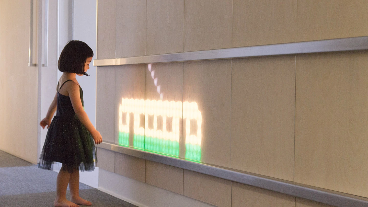 The first real-world application of the Lumes panels is at the entrance of Cabrini Hospital’s Pediatrics Ward in Malvern, Victoria