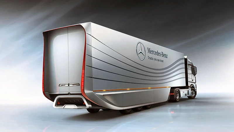Mercedes' Aero Trailer, being pulled by an Actros tractor unit