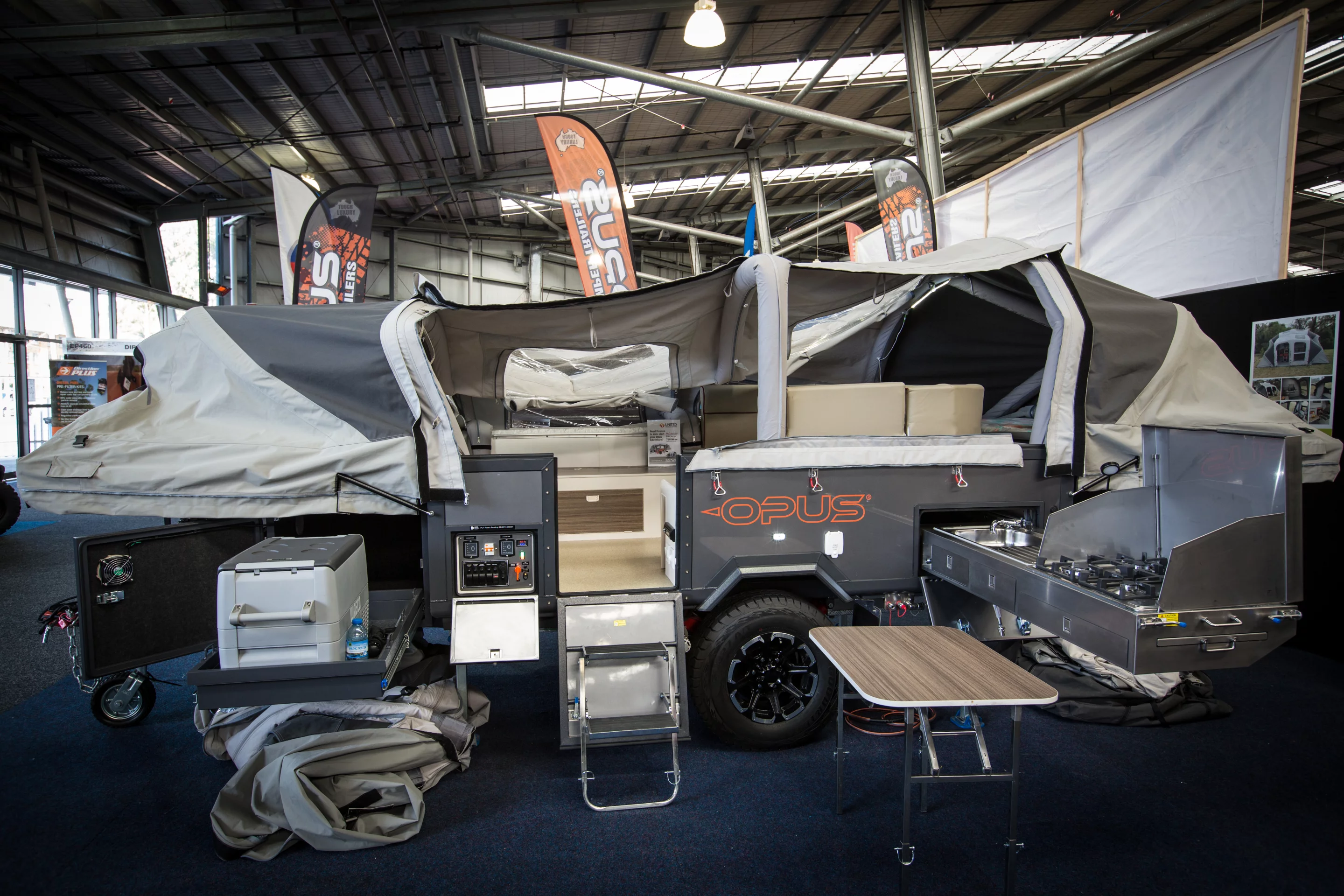 Forget poles - the Air Opus camping trailer inflates in 90 seconds - overall setup time takes around 7 minutes