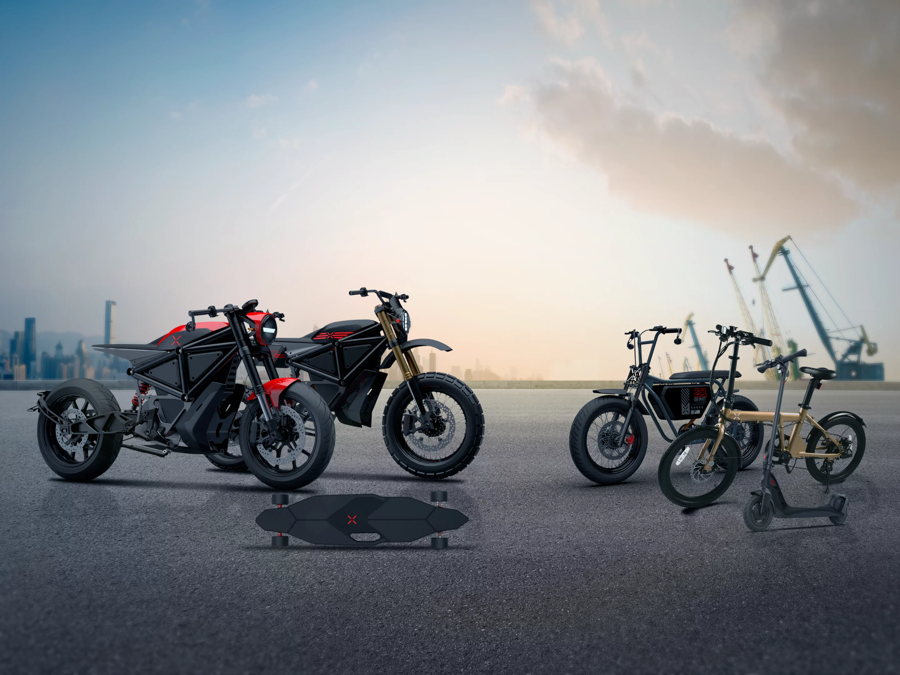 X Mobility Motors' electric roadmap includes a skateboard, kickscooter, folding ebike, a moped and two motorcycles