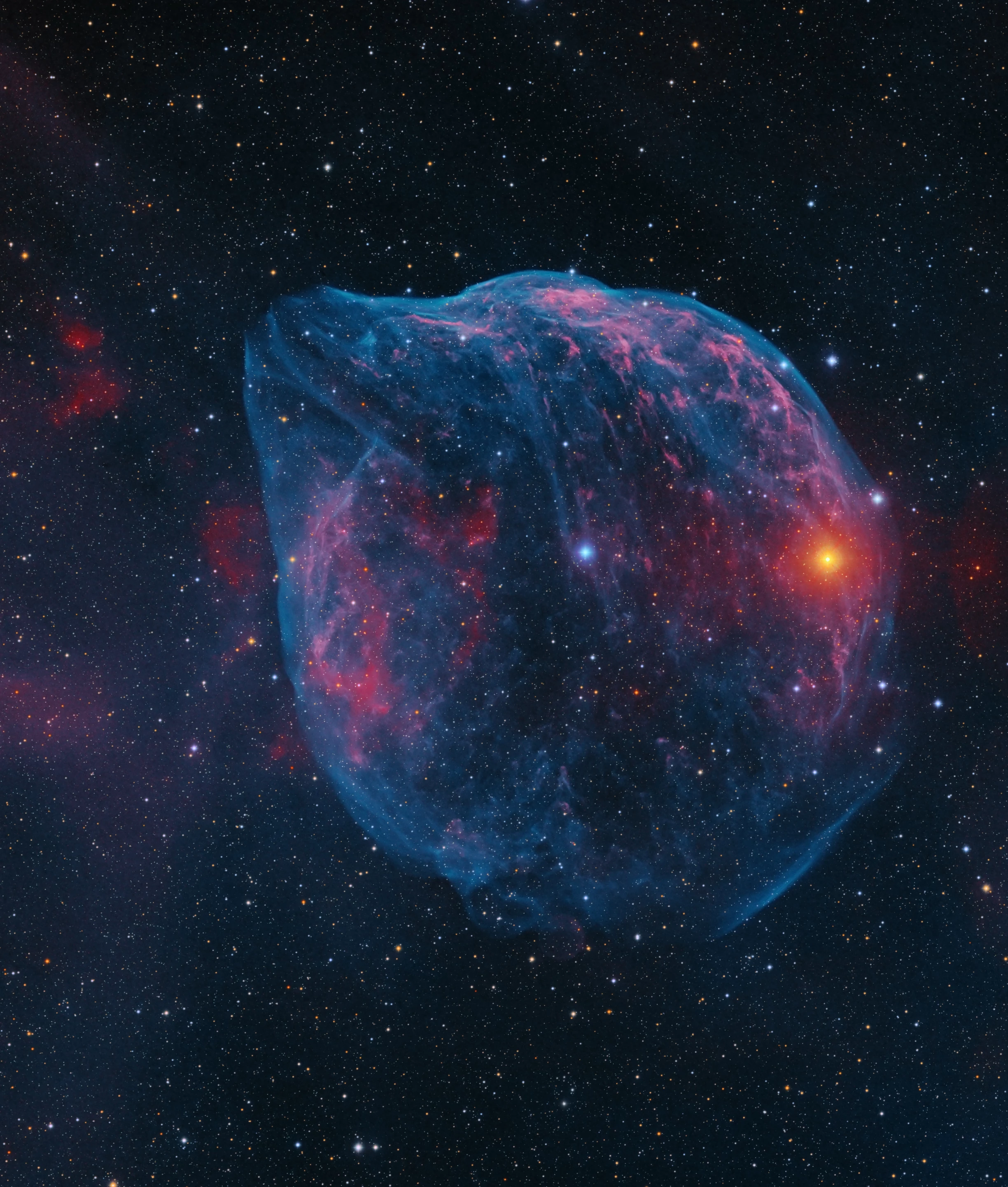 Astronomy Photographer of the Year. Runner Up - Stars and Nebulae. The Dolphin Jumping out of an Ocean of Gas. This target is officially known as Sh2-308, but the photographer has always enjoyed calling it the Dolphin Nebula.