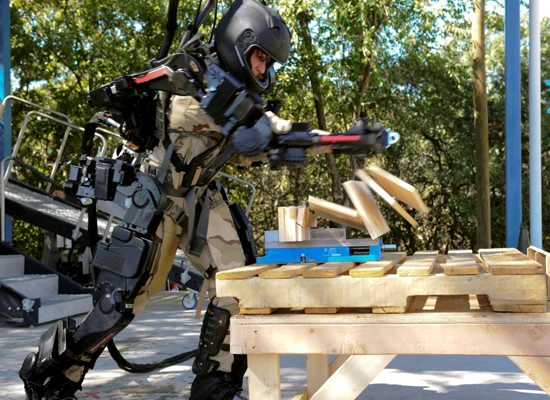 Raytheon's XOS 2 empowers its user to punch through a block of wood