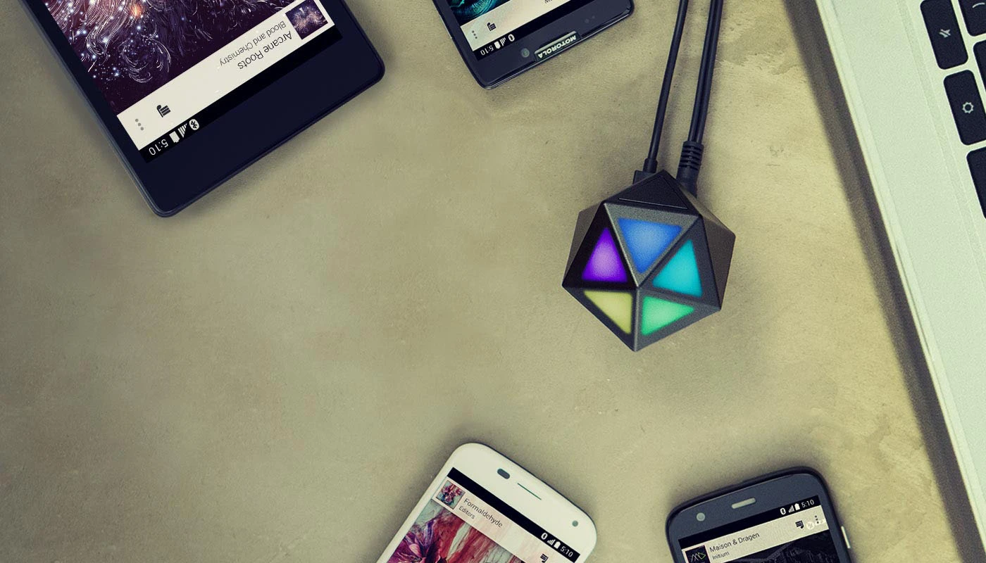 The Moto Stream's front five facets light up to indicate connectivity of up to five devices at once