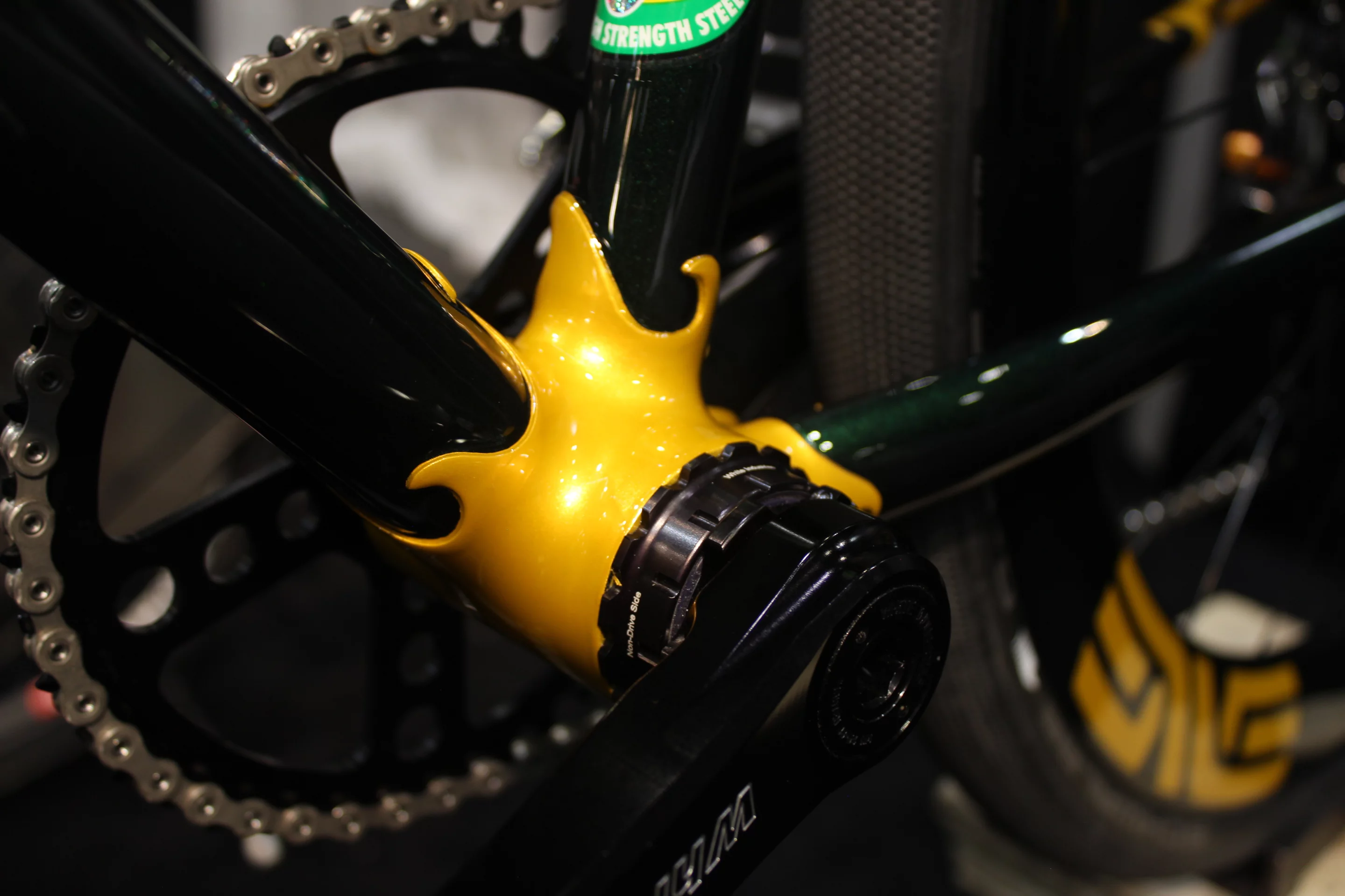 The bottom bracket lug on Dekerf's stainless steel bike