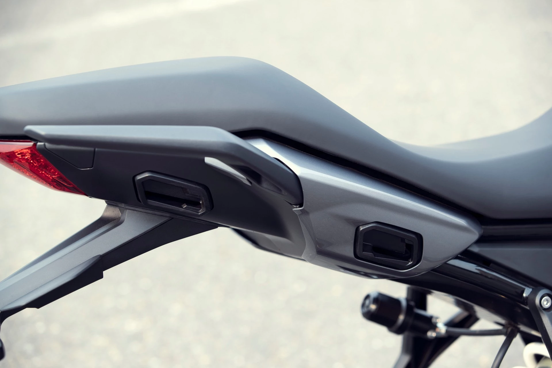 Integrated pannier mounts make for a tidy tail on the 2022 Triumph Tiger Sport 660