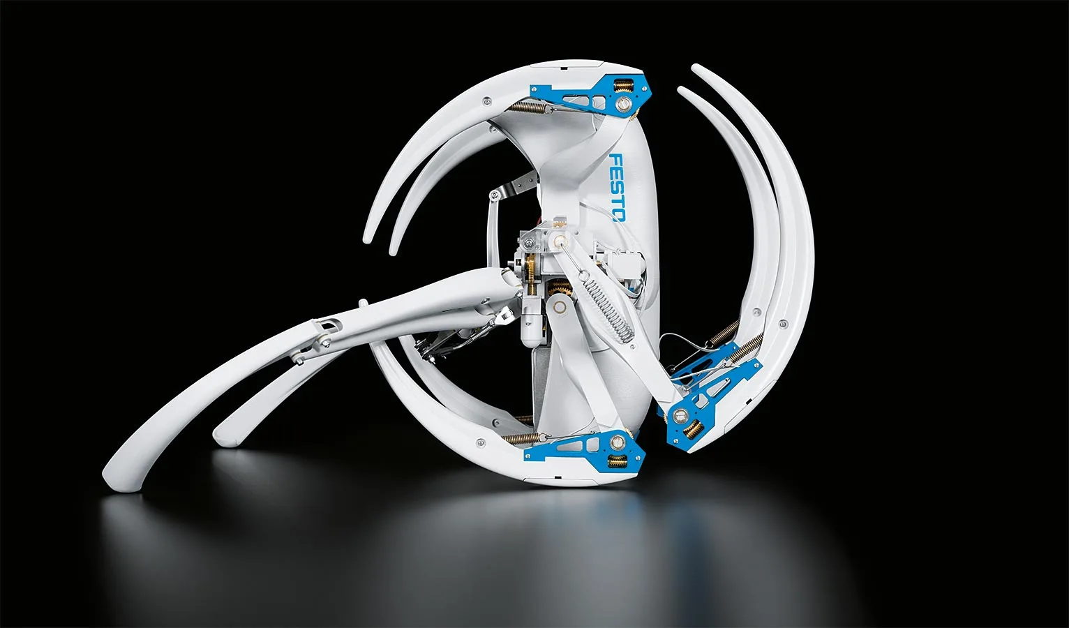 The BionicWheelBot, rolled up and ready to push itself along