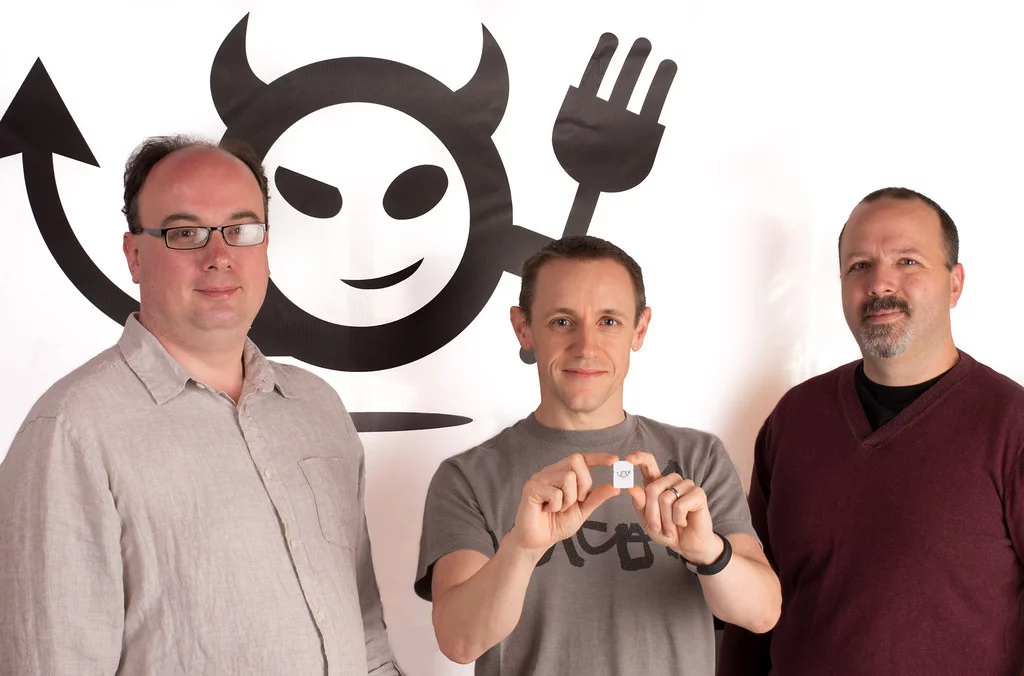 (From left) Imp Electric founders Peter Hartley, Hugo Fiennes and Kevin Fox show off the Imp