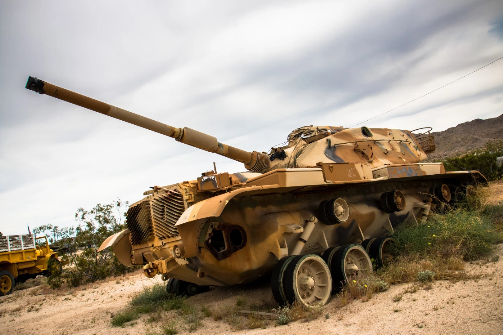 A trackless M60 tank. Some of the displays are in complete disarray at the Patton Tank Museum