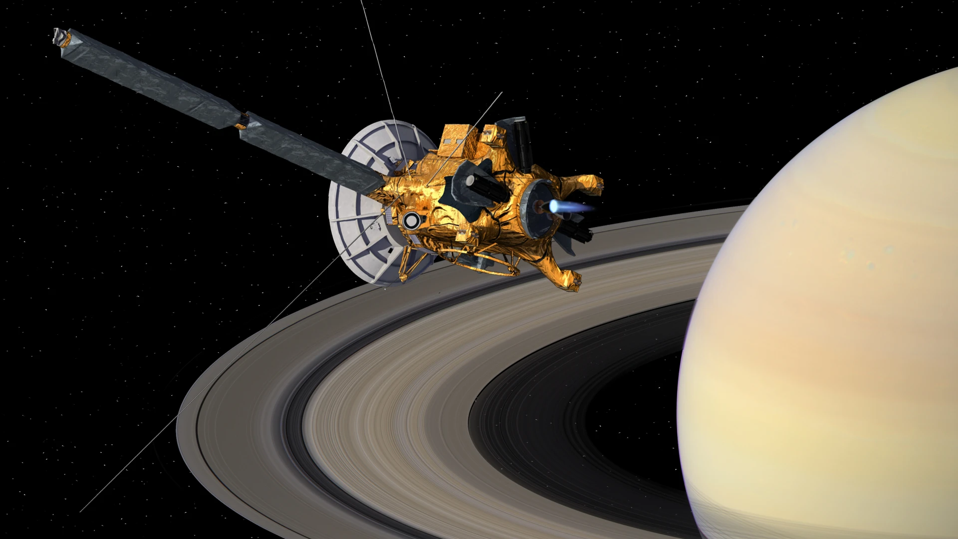 Artist's impression of Cassini in orbit around Saturn