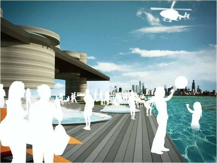 The floating entertainment complex would measure 300 ft (91 m), long 100 ft (30 m) wide and operate as a vessel
