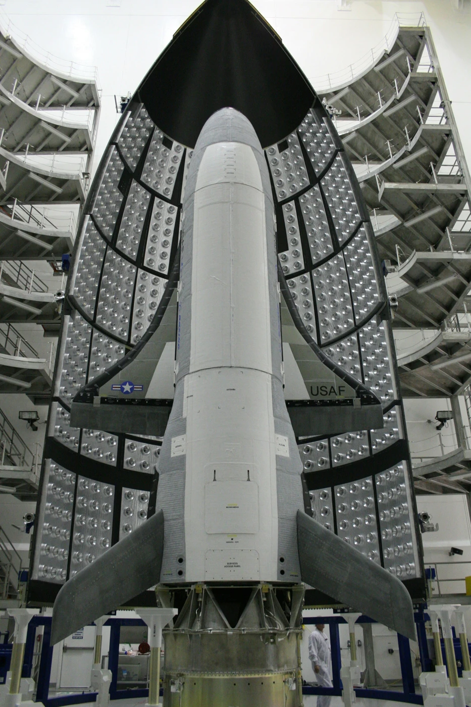 The X-37B before its launch in April (Boeing photo)