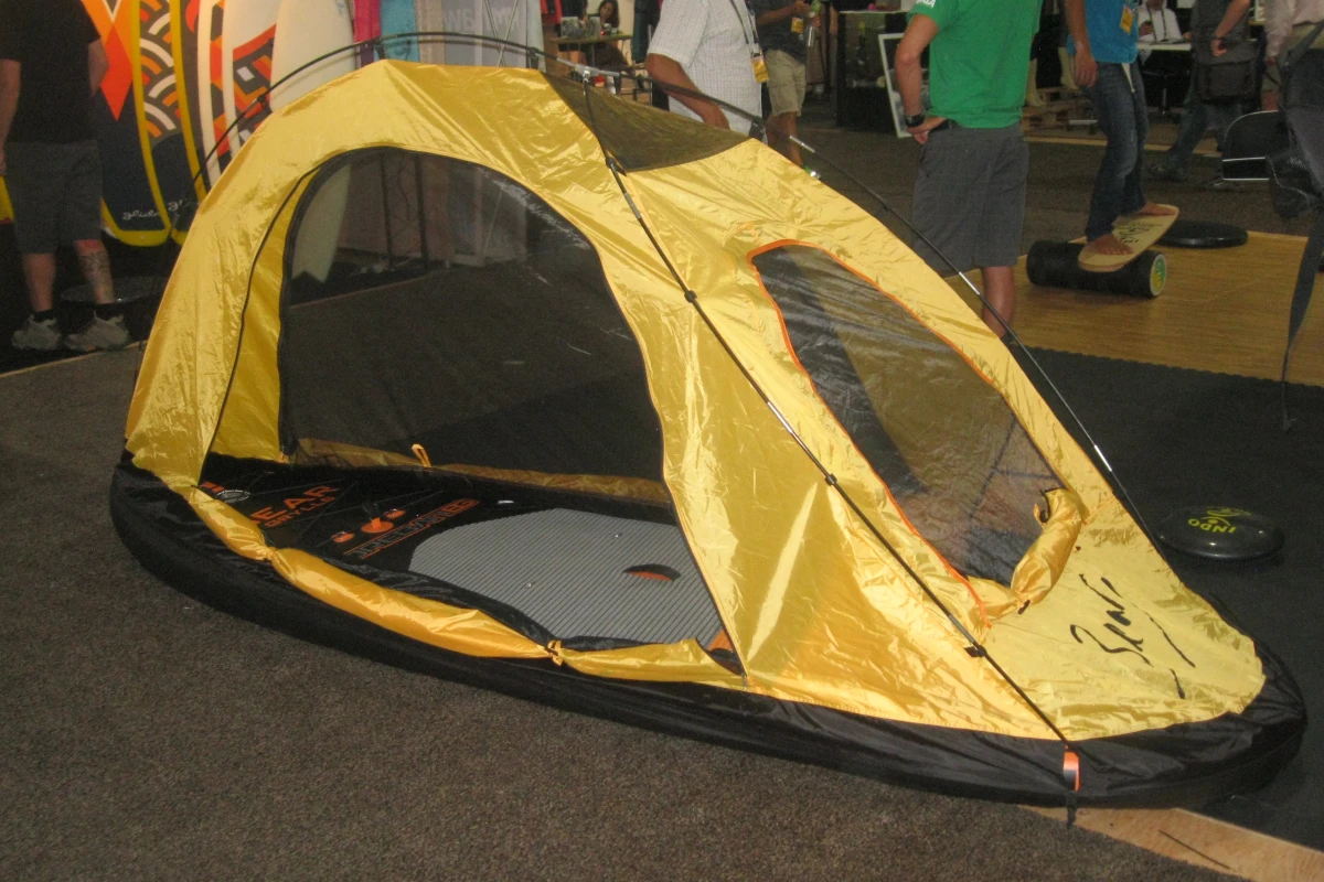 The Coreban BG Ultimate Adventure Tent turns the paddleboard into a shelter