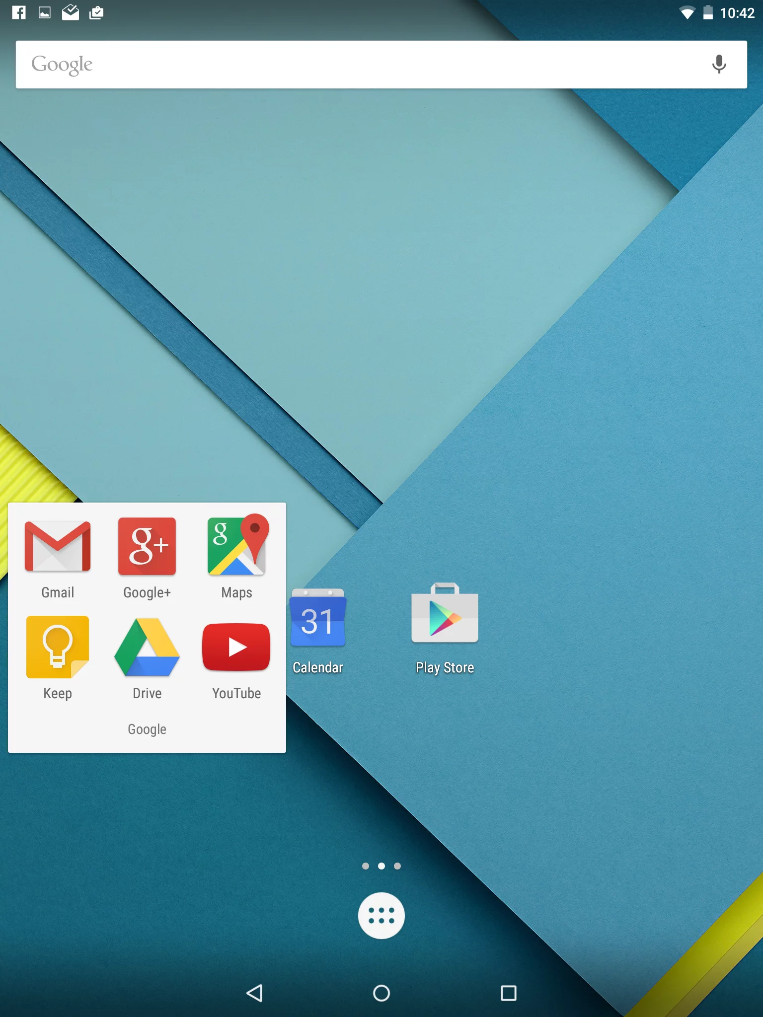 The default Google folder and home screen