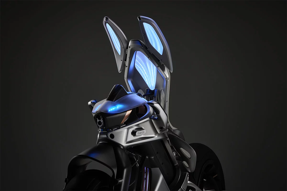 Translucent bodywork flips up, for no apparent reason