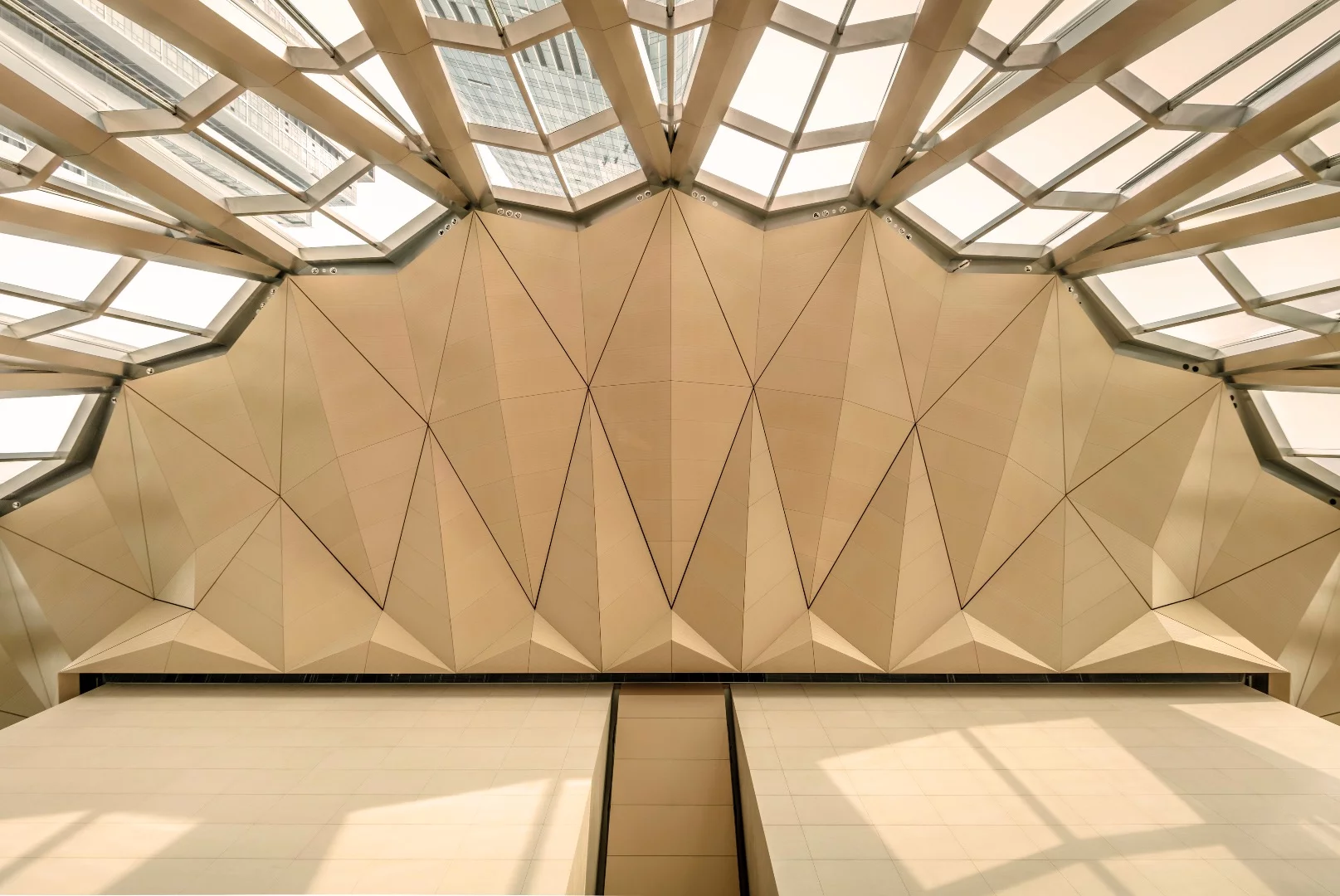 The China Resources Headquarters is topped by the "sky hall," a conical, cathedral-like space offering visitors stunning views of the city below and the spire above