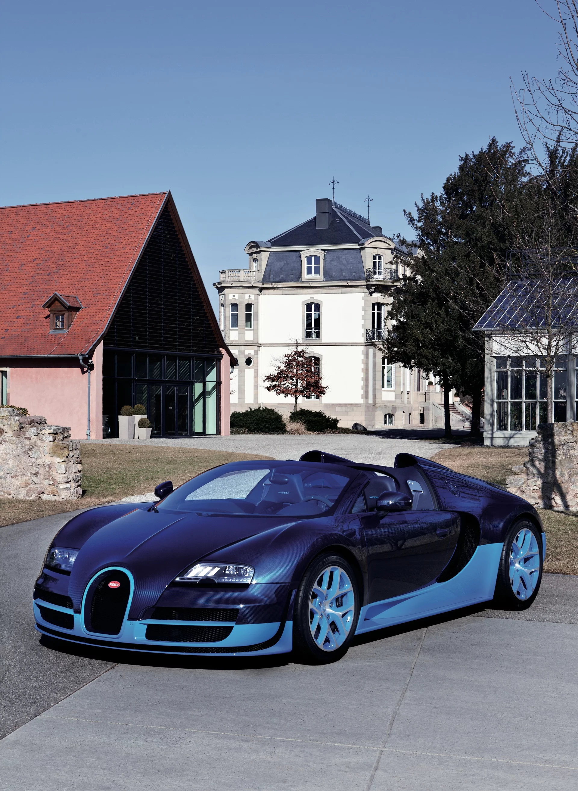 The blue version of the new roadster is finished in visible carbon fibre. The upper area of the body is finished in "Blue Carbon" while the roof area and air scoops are "Lake Blue".