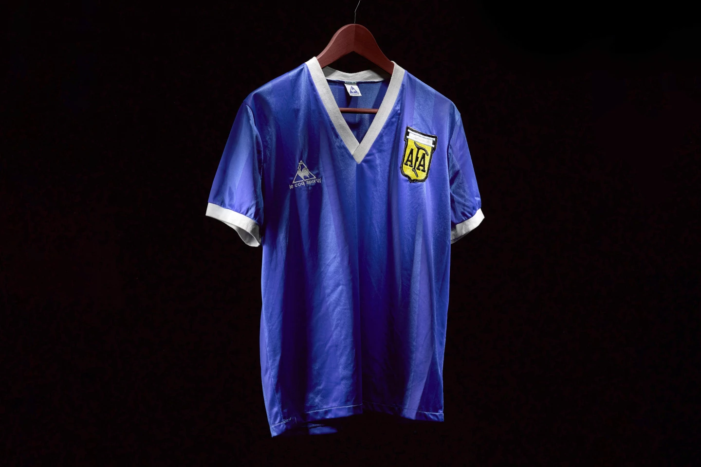 The jersey in which Diego Maradona scored two of the best known goals in sporting history during the quarter-final of the 1986 World Cup, with the goals just four minutes apart and in front of 115,000 fans in the Estadio Azteca in Mexico. The jersey currently holds the world record for a single piece of clothing at $9.3 million (£7,142,500).