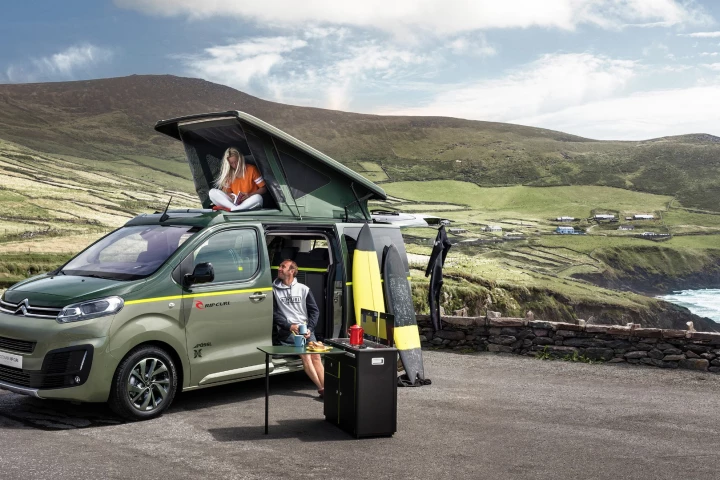 Citroën's SpaceTourer Rip Curl Concept will be shown at the Frankfurt Motor Show on September 14, 2017, leveraging the brand equity and lifestyle marketing expertise of the original surfwear giant to develop a 4x4 touring camper van for surfing and other outdoor pursuits.