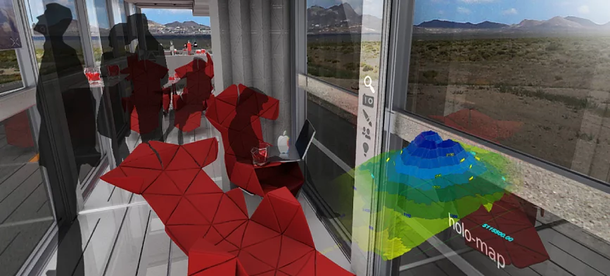 The combined modules create a tourist space in this rendering