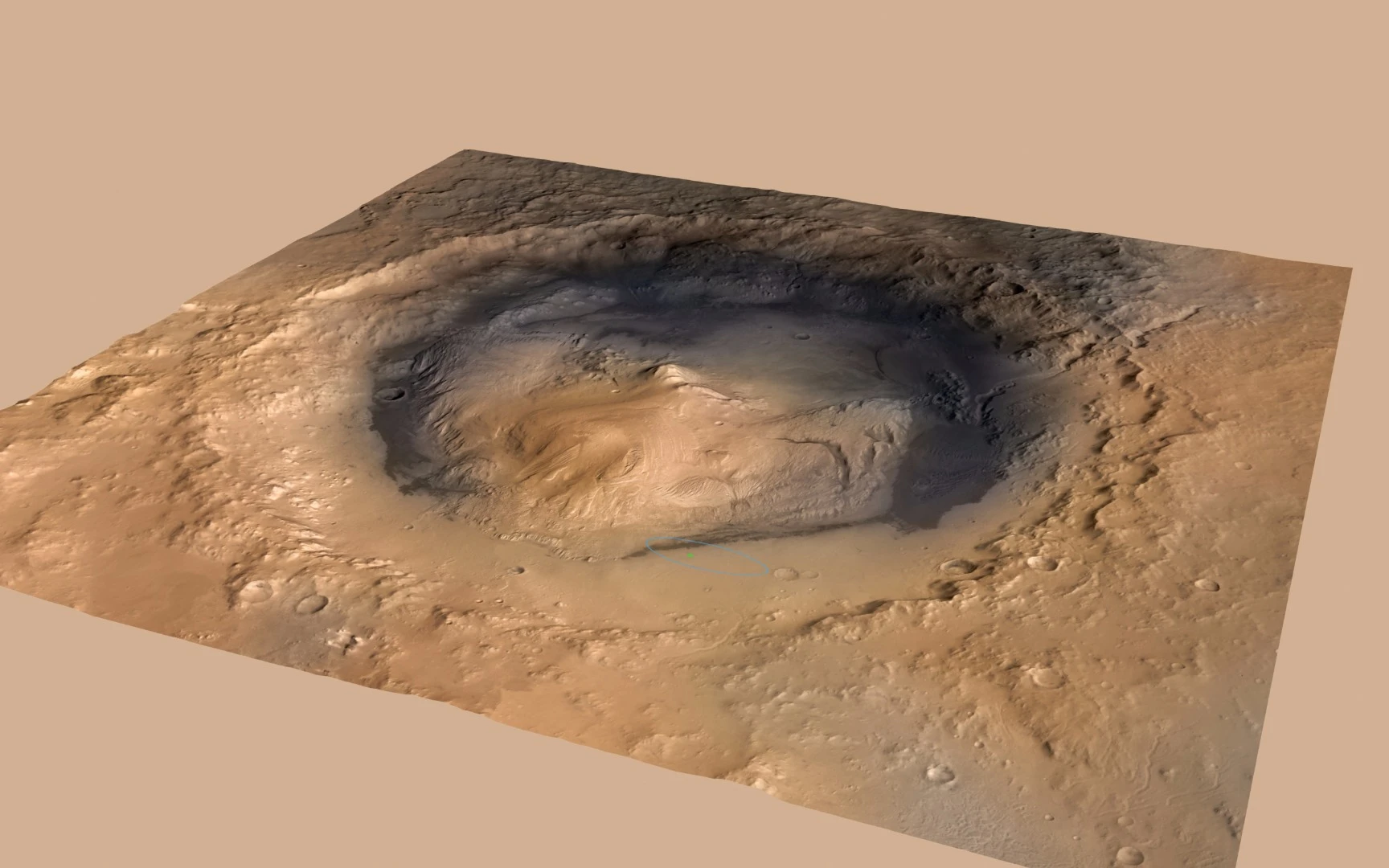 Angle view of Gale Crater